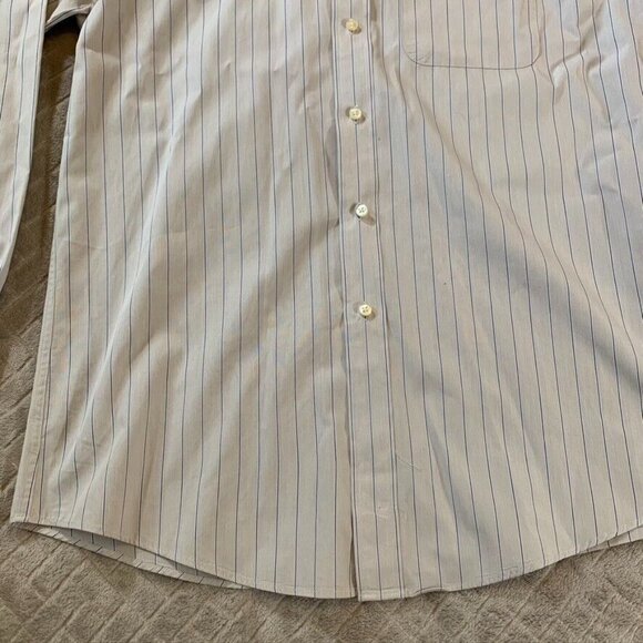 Tommy Hilfiger Mens Large Dress Shirt Regular Fit White Striped Long Sleeve - Picture 4 of 16